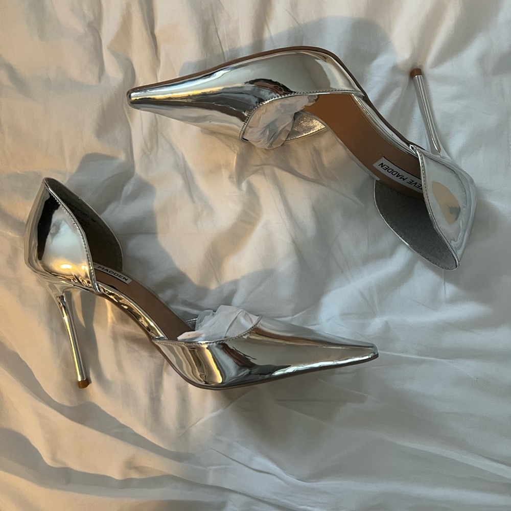 Steve Madden Silver Stiletto Slingback Heels